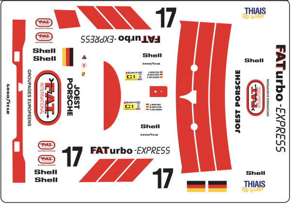 Decal Porsche 962 FATurbo #17 LM 1993